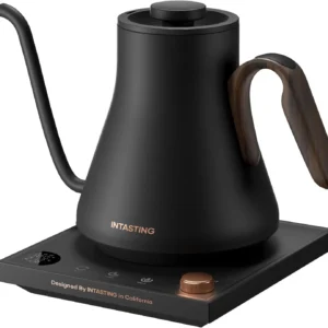 INTASTING Electric Kettle, Gooseneck Electric Kettle, ±1℉ Precise Temperature Control, Stainless Steel Interior, Quick Heating for Pour Over Coffee, Tea & Boiling Water, 0.9L (Matte Black) view 1