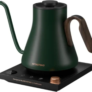 INTASTING Electric Kettle, Gooseneck Electric Kettle, ±1℉ Precise Temperature Control, Stainless Steel Interior, Quick Heating for Pour Over Coffee, Tea & Boiling Water, 0.9L (Matte Black)