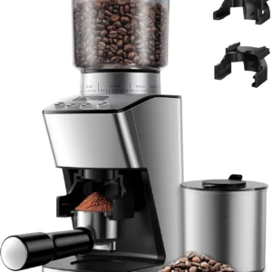 KIDISLE Conical Burr Coffee Grinder Electric, Espresso Grinder for Home Use, Burr Mill with 51 Grind Settings, Precision Electronic Timer, Stainless Steel Container view 1