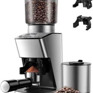 KIDISLE Conical Burr Coffee Grinder Electric, Espresso Grinder for Home Use, Burr Mill with 51 Grind Settings, Precision Electronic Timer, Stainless Steel Container