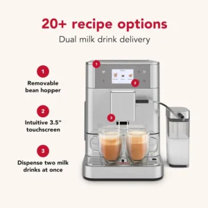 KitchenAid Fully Automatic Espresso Machine KF7 with Milk Attachment, KES8557SX, Stainless Steel view 3