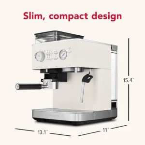 KitchenAid Semi Automatic Espresso Machine with Burr Grinder, 2.5L, KES6551PL, Porcelain White view 2