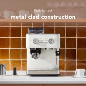 KitchenAid Semi Automatic Espresso Machine with Burr Grinder, 2.5L, KES6551PL, Porcelain White view 5