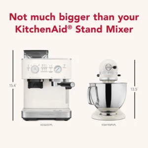 KitchenAid Semi Automatic Espresso Machine with Burr Grinder, 2.5L, KES6551PL, Porcelain White view 7