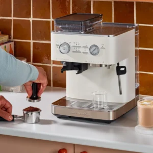 KitchenAid Semi Automatic Espresso Machine with Burr Grinder, 2.5L, KES6551PL, Porcelain White