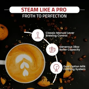 La Pavoni Professional 16-Cup Lever Espresso Machine - Copper and Brass Espresso Maker with Bottomless Portafilter - 38oz Boiler with Pressure Gauge - Manual Lever Operation - Made in Italy view 4