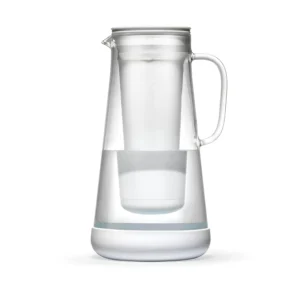 LifeStraw Home — Water Filter Pitcher, 7-Cup, White, Glass with Silicone Base, BPA Free Designed for Everyday Protection Against Bacteria, Parasites, Microplastics, Lead, Mercury view 1