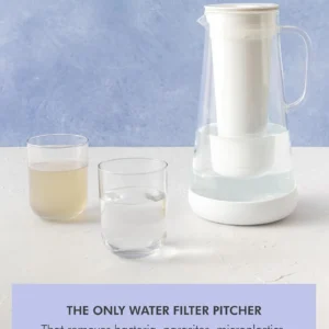 LifeStraw Home — Water Filter Pitcher, 7-Cup, White, Glass with Silicone Base, BPA Free Designed for Everyday Protection Against Bacteria, Parasites, Microplastics, Lead, Mercury view 4