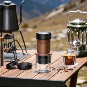 M5 Manual Espresso Maker, Portable Coffee Machine with 2-in-1 Bottomless Portafilter, No Electricity for Camping Travel Office, Cafe-Quality All aluminum alloy, 80ml Tank & 2-Year Warranty