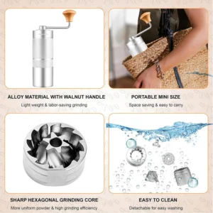 M6 Manual Coffee Grinder for Espresso Pour Over French Press Moka | Conical Burr,24 Adjustable Settings,All-Metal Body,Portable Hand Grinder for Travel,Camping,Home & Office,25g Capacity view 4