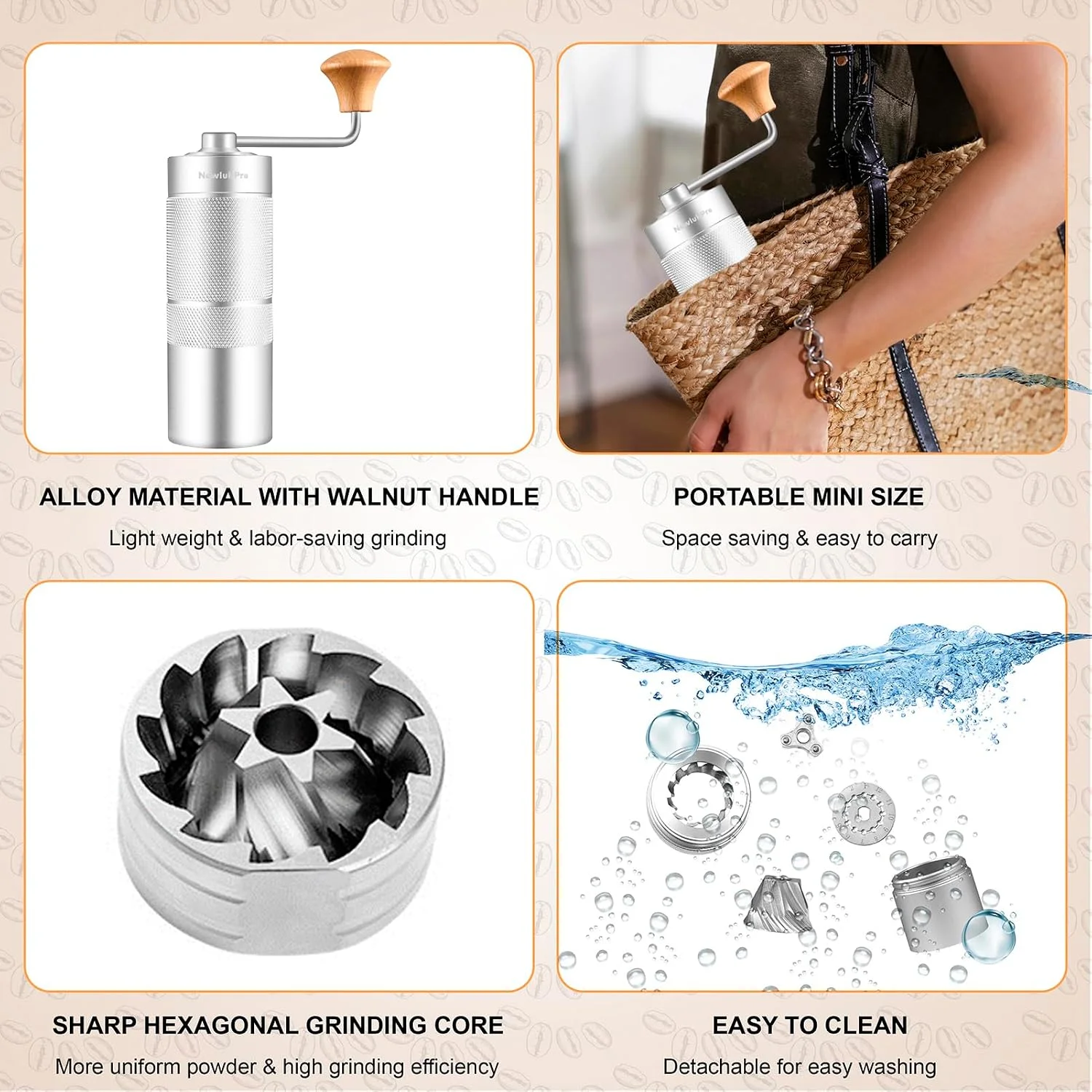 Compact portable hand grinder for travel