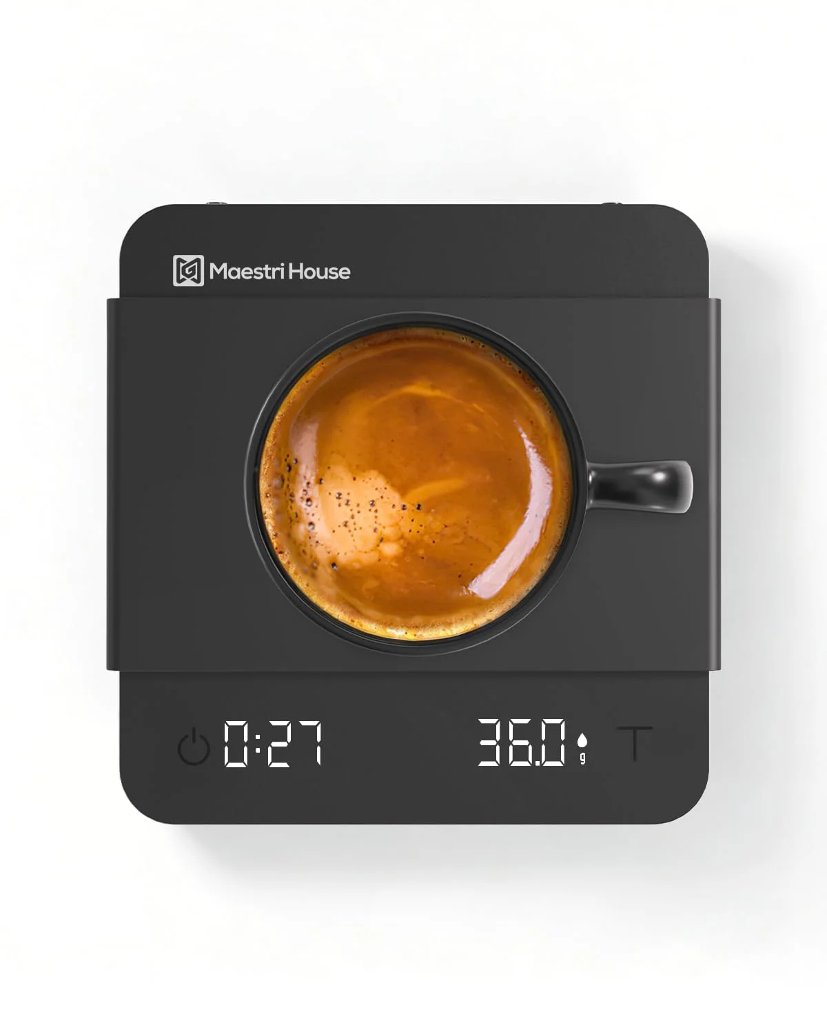 Maestri House S1 Air espresso scale on a drip tray