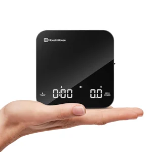 Maestri House S2 Espresso Coffee Scale with Timer, USB-C Rechargeable 2kg/0.1g Precision Shot Scale, Digital Scale for Espresso Brewing(Black & Silver) view 1