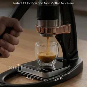 Maestri House S2 Espresso Coffee Scale with Timer, USB-C Rechargeable 2kg/0.1g Precision Shot Scale, Digital Scale for Espresso Brewing(Black & Silver) view 3