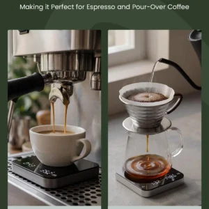 Maestri House S2 Espresso Coffee Scale with Timer, USB-C Rechargeable 2kg/0.1g Precision Shot Scale, Digital Scale for Espresso Brewing(Black & Silver) view 4