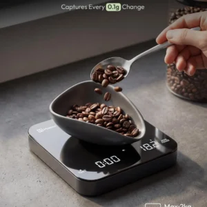 Maestri House S2 Espresso Coffee Scale with Timer, USB-C Rechargeable 2kg/0.1g Precision Shot Scale, Digital Scale for Espresso Brewing(Black & Silver) view 5