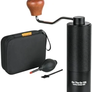 Manual Coffee Grinder - Stainless Steel Conical Burr with Adjustable Setting, Double Bearing - Max Capacity 0.88oz, Hand Grinder for Home, Travel and Camping, and Gift