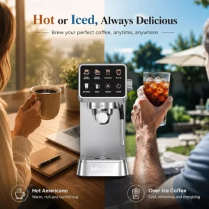 Mecity 20 Bar Espresso Machine with Milk Frother, Touchscreen Coffee Maker for Espresso, Americano & Over Ice Coffee, Compact Stainless Steel Latte & Cappuccino Maker view 4