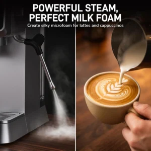 Mecity 20 Bar Espresso Machine with Milk Frother, Touchscreen Coffee Maker for Espresso, Americano & Over Ice Coffee, Compact Stainless Steel Latte & Cappuccino Maker view 5