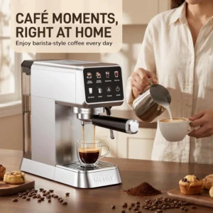 Mecity 20 Bar Espresso Machine with Milk Frother, Touchscreen Coffee Maker for Espresso, Americano & Over Ice Coffee, Compact Stainless Steel Latte & Cappuccino Maker view 6