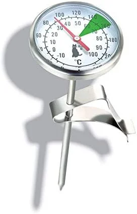 Close up of Motta thermometer dial with green temperature zone