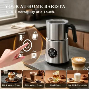 Milk Frother and Steamer, 17oz Detachable Stainless Steel Jug Electric Milk Frother, 4-in-1 Automatic Cold Foam Maker and Milk Warmer for Coffee, Latte, Cappuccino, Hot Chocolate view 2