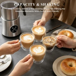 Milk Frother and Steamer, 17oz Detachable Stainless Steel Jug Electric Milk Frother, 4-in-1 Automatic Cold Foam Maker and Milk Warmer for Coffee, Latte, Cappuccino, Hot Chocolate