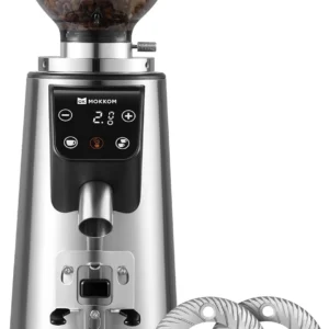 MOKKOM Professional 64mm Flat Burr Coffee Grinder with 100 Grind Settings, All-Metal Stainless Steel Body, Coffee Bean Grinder with Adjustable Electronic Timer, Anti-Static, LED Display view 1