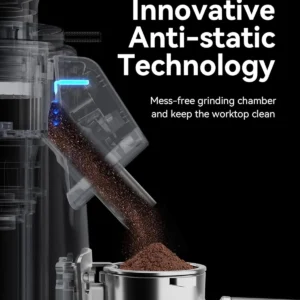 MOKKOM Professional 64mm Flat Burr Coffee Grinder with 100 Grind Settings, All-Metal Stainless Steel Body, Coffee Bean Grinder with Adjustable Electronic Timer, Anti-Static, LED Display view 3