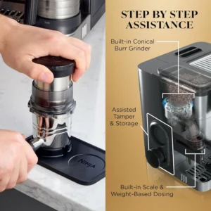 Ninja Luxe Café Premier 3-in-1 Espresso Machine, Drip Coffee, & Cold Brew | Built-in Grinder, Hands-Free Milk Frother, and Assisted Tamper for Cappuccinos & Lattes, Stainless Steel, ES601 view 5