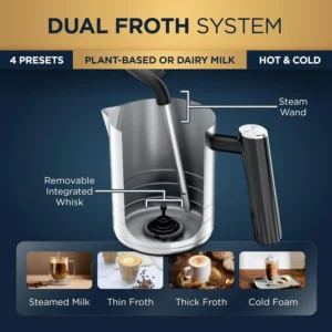 Ninja Luxe Café Premier 3-in-1 Espresso Machine, Drip Coffee, & Cold Brew | Built-in Grinder, Hands-Free Milk Frother, and Assisted Tamper for Cappuccinos & Lattes, Stainless Steel, ES601 view 6