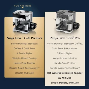 Ninja Luxe Café Premier 3-in-1 Espresso Machine, Drip Coffee, & Cold Brew | Built-in Grinder, Hands-Free Milk Frother, and Assisted Tamper for Cappuccinos & Lattes, Stainless Steel, ES601 view 7