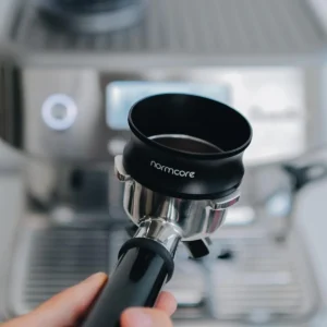 Normcore 54mm Magnetic Dosing Funnel V2, Espresso Coffee Dosing Ring, 28mm Anodized Aluminum with 9 Neodymium Magnets Fits 54mm Breville Portafilter, Black view 2