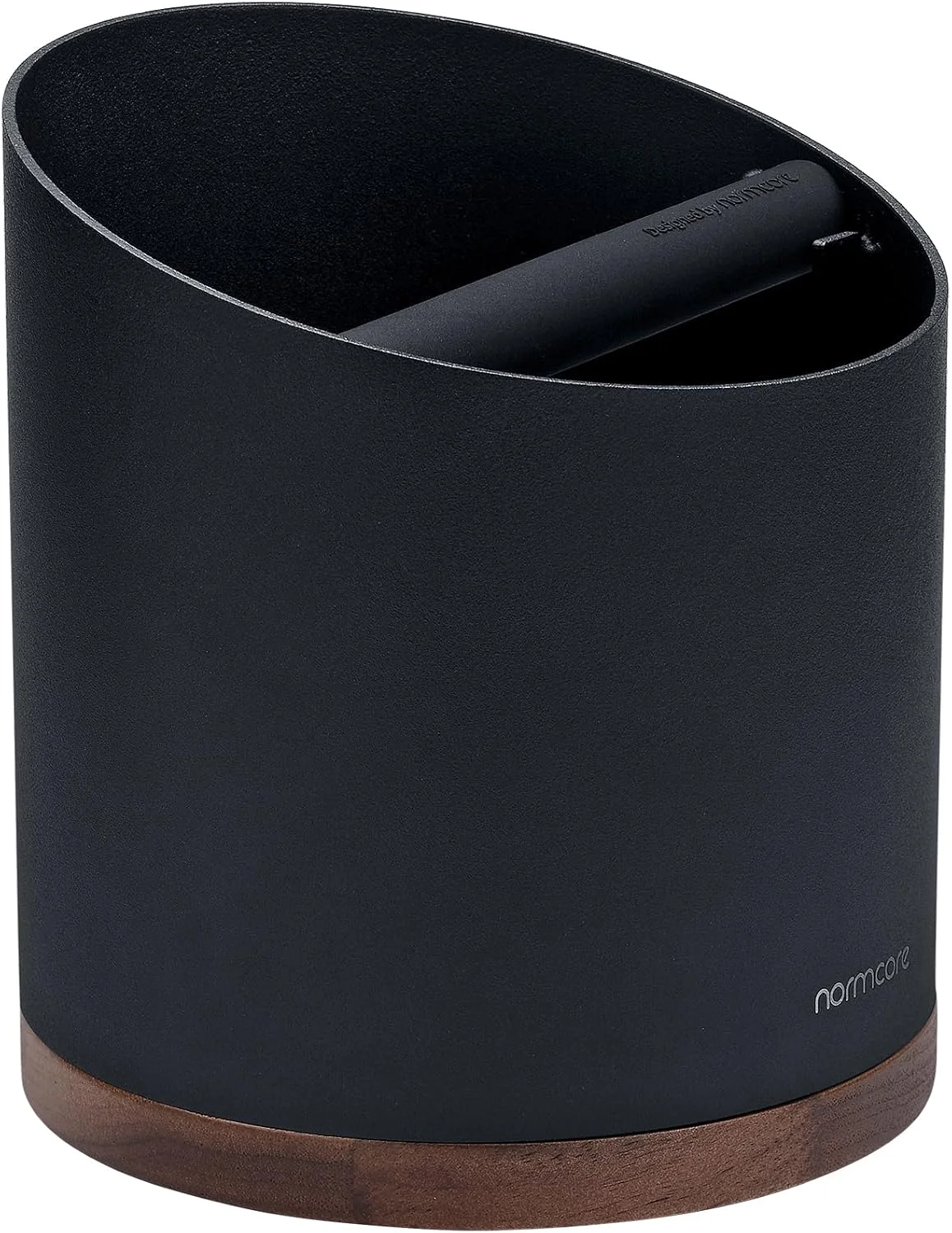 Normcore Espresso Knock Box on a wooden coffee bar
