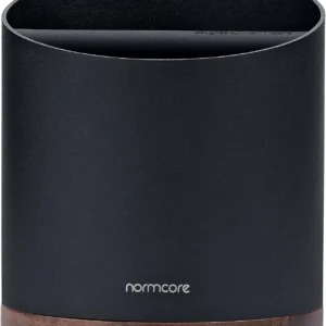 Normcore Espresso Knock Box, 1L Capacity Holds 20-25 Espresso Pucks, Stainless Steel with Walnut Non-Slip Base, Knock Bin For Home Baristas, Black view 2