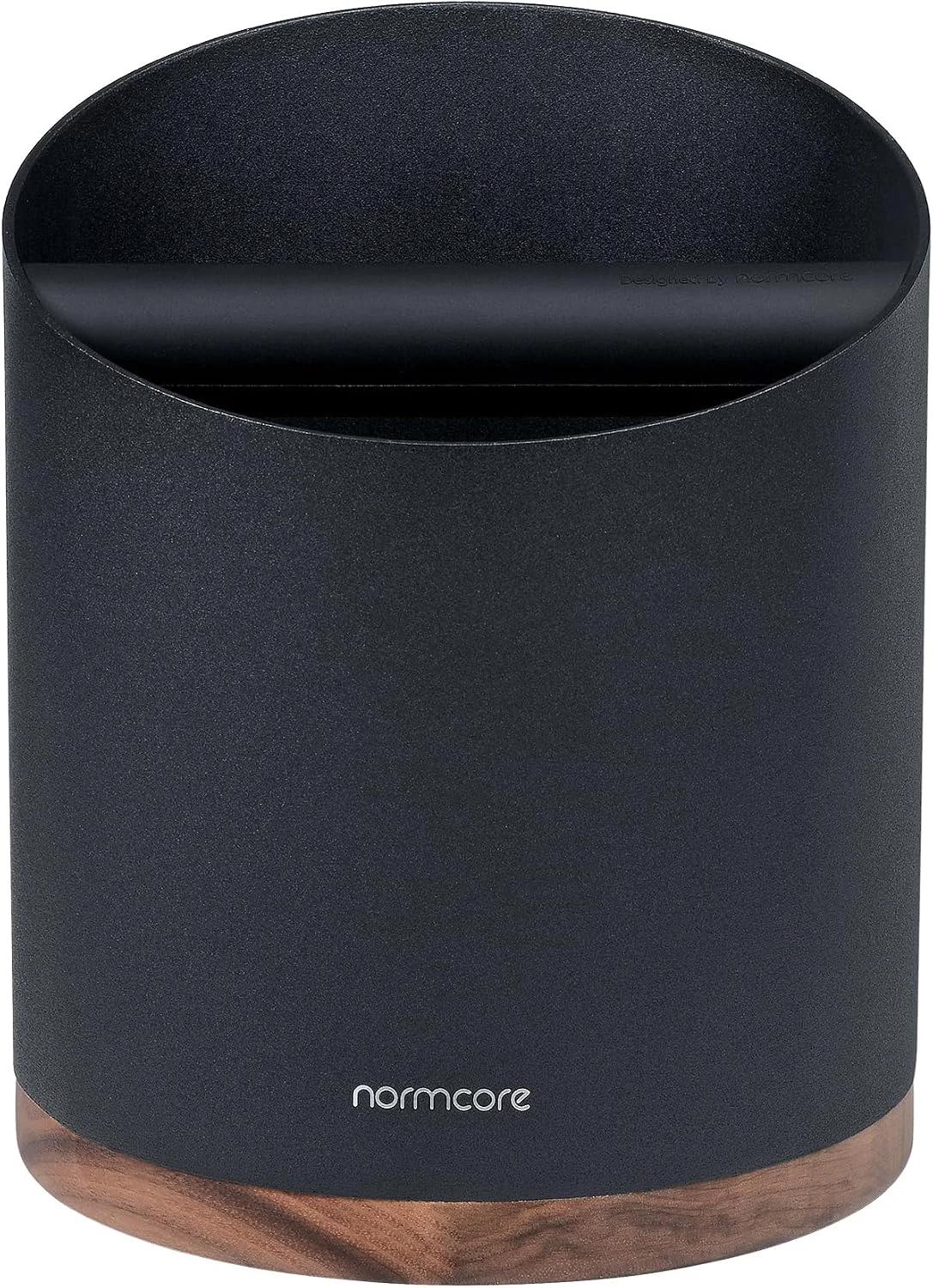Normcore knock box next to an espresso machine