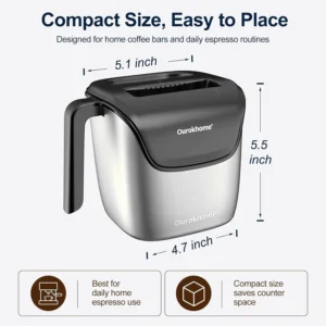 Ourokhome Espresso Knock Box with Lid, Compact Coffee Grounds Container for Home Coffee Bar, Removable Knock Bar, 304 Stainless Steel Exterior, Non-Slip Base & Handle, Easy Clean view 3