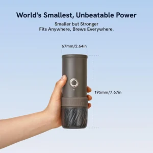 OutIn Mino Portable Electric Espresso Machine, Mini Camping Coffee Maker for Travel, Pocket Sized Coffee Machine Self-Heating, Ground Coffee & NS Capsule Adapter For Adventure view 3