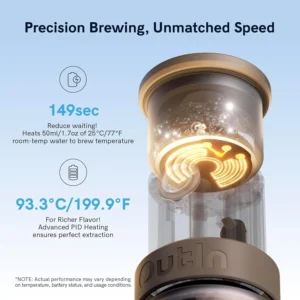 OutIn Mino Portable Electric Espresso Machine, Mini Camping Coffee Maker for Travel, Pocket Sized Coffee Machine Self-Heating, Ground Coffee & NS Capsule Adapter For Adventure view 5