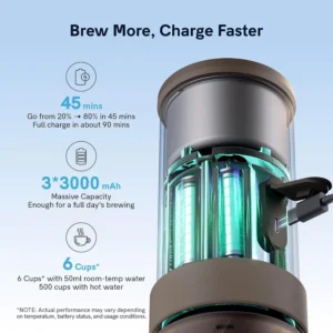 OutIn Mino Portable Electric Espresso Machine, Mini Camping Coffee Maker for Travel, Pocket Sized Coffee Machine Self-Heating, Ground Coffee & NS Capsule Adapter For Adventure view 6