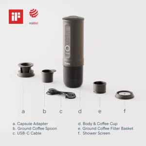 OutIn Nano Portable Electric Espresso Machine, Travel Coffee Maker for Camping, Car Coffee Maker Self-Heating with USB-C, With Ground Coffee & NS Capsule for RV, Hiking, Office view 2