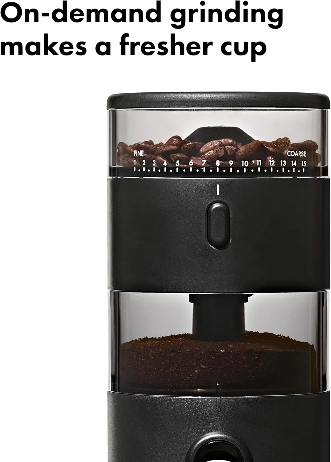 Adjusting the grind size settings on the OXO grinder