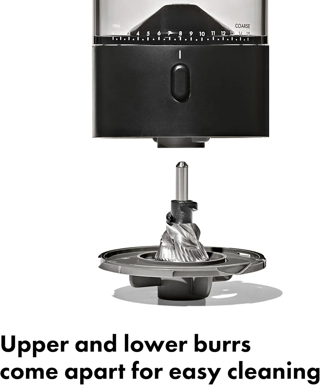 Cleaning the removable burrs of the grinder