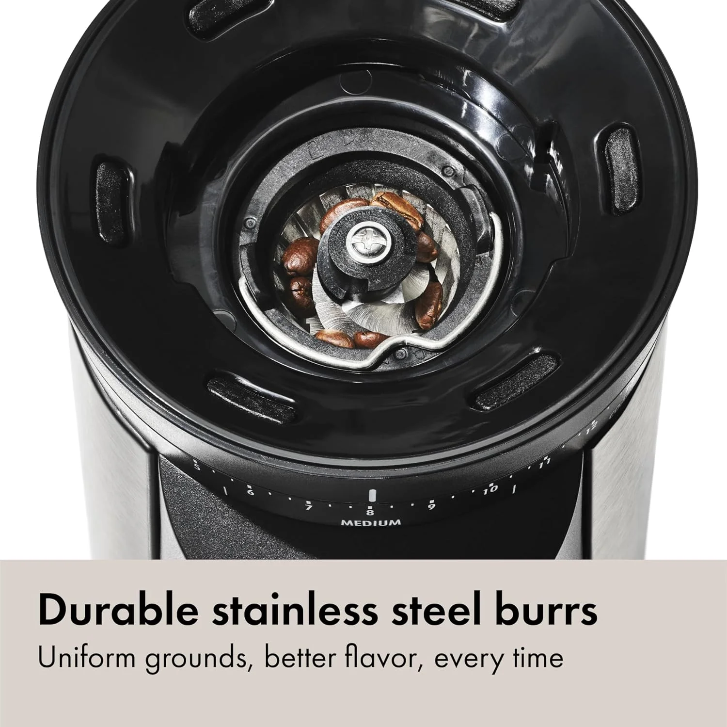 15 grind settings with micro-adjustments on OXO grinder