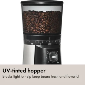 OXO Brew Conical Burr Coffee Grinder - Silver, Stainless Steel Burrs, One-Touch Automatic Smart Grind view 5