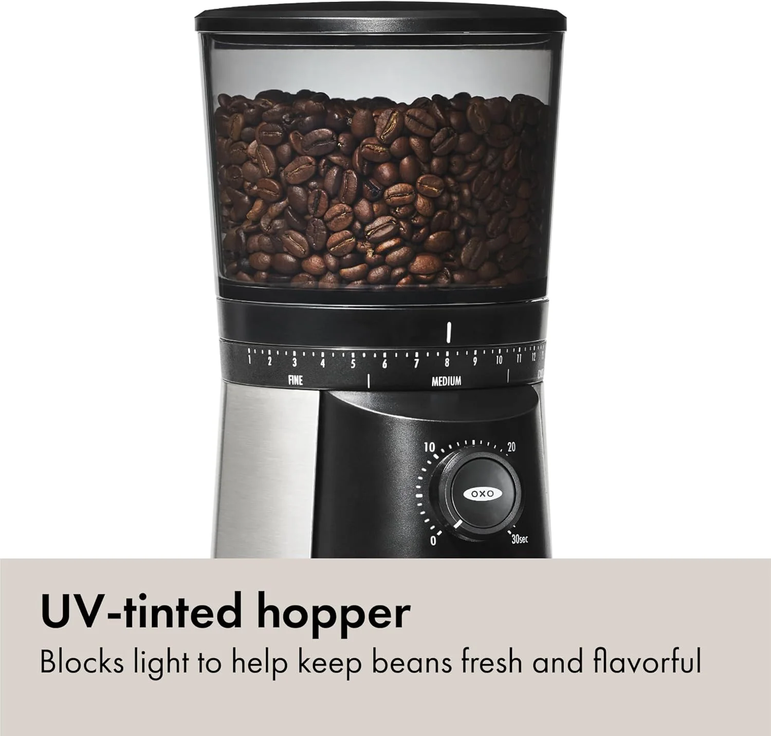 Large 12-ounce hopper with UV-blocking tint