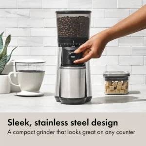 OXO Brew Conical Burr Electric Coffee Bean Grinder - 12 Oz Capacity | Stainless Steel Burrs, One-Touch Automatic Smart Grind, 15 Grind Settings for Espresso, French Press, Cold Brew view 7