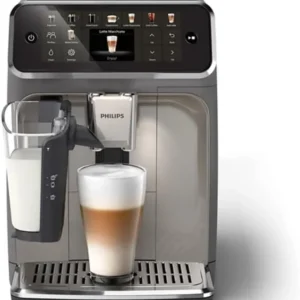 Philips 5500 LatteGo Automatic Espresso Machine - 20 Coffee Varieties, Intuitive Touch Display, SilentBrew, 100% Ceramic Grinder, AquaClean Filter, Grey Chromed (EP5544/90) (Renewed) view 1