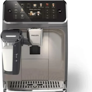 Philips 5500 LatteGo Automatic Espresso Machine - 20 Coffee Varieties, Intuitive Touch Display, SilentBrew, 100% Ceramic Grinder, AquaClean Filter, Grey Chromed (EP5544/90) (Renewed) view 2