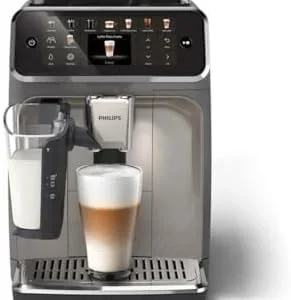 Philips 5500 LatteGo Automatic Espresso Machine - 20 Coffee Varieties, Intuitive Touch Display, SilentBrew, 100% Ceramic Grinder, AquaClean Filter, Grey Chromed (EP5544/90) (Renewed) view 5